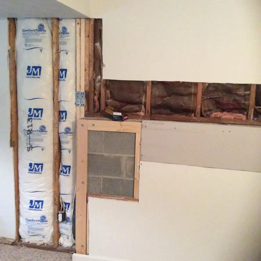 Wall insulation replacement during Basement Flood Cleanup in Lemay